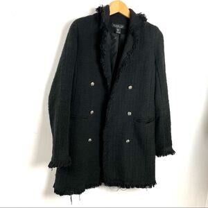 Rachel Zoe | Black Coat Woven Fringe S